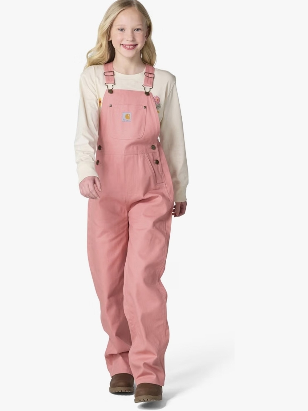 Carhartt Girls Unlined Bib Reinforced Stitching For Lasting Durability Size 14